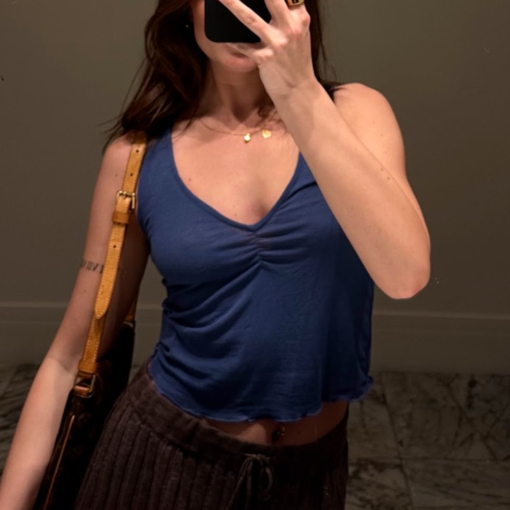 Blue V-Neck Tank